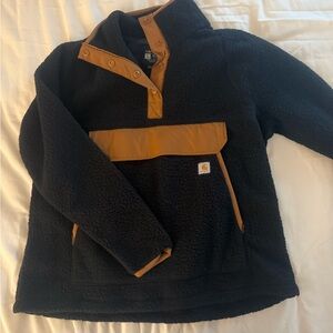 Carhartt- Women’s Black and Brown Sherpa Pullover Jacket